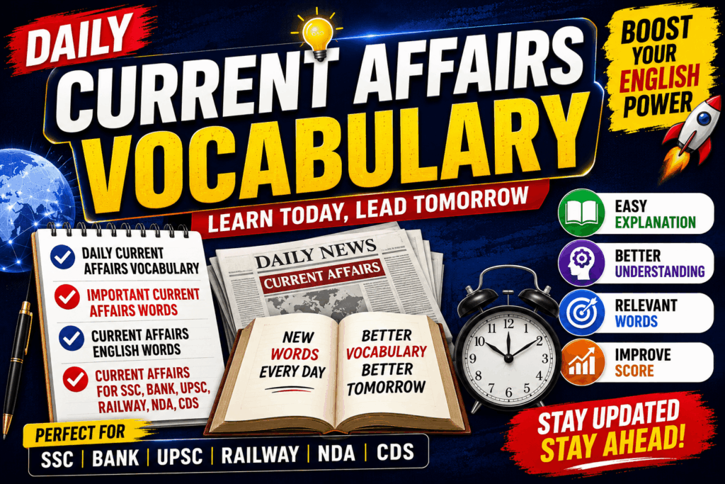 Current Affairs English for SSC, Competitive Exams current affairs vocabulary