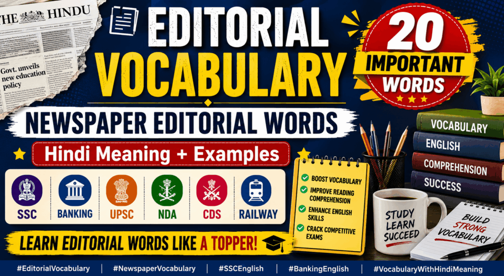 Editorial Vocabulary for SSC Competitive Exam English newspaper editirial vocabulary