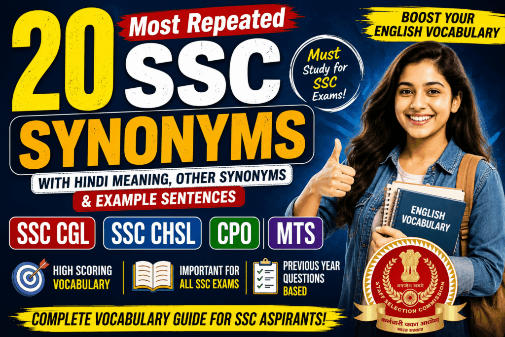 20 most repeated ssc synonyms, ssc cgl, ssc chsl