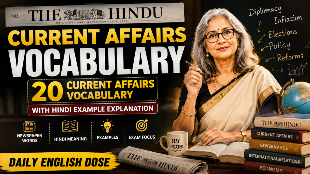 The Hindu Current Affairs Vocabulary: 20 Current Affairs Vocabulary with Hindi Example Explanation | Daily English Dose current affiares vocabulary