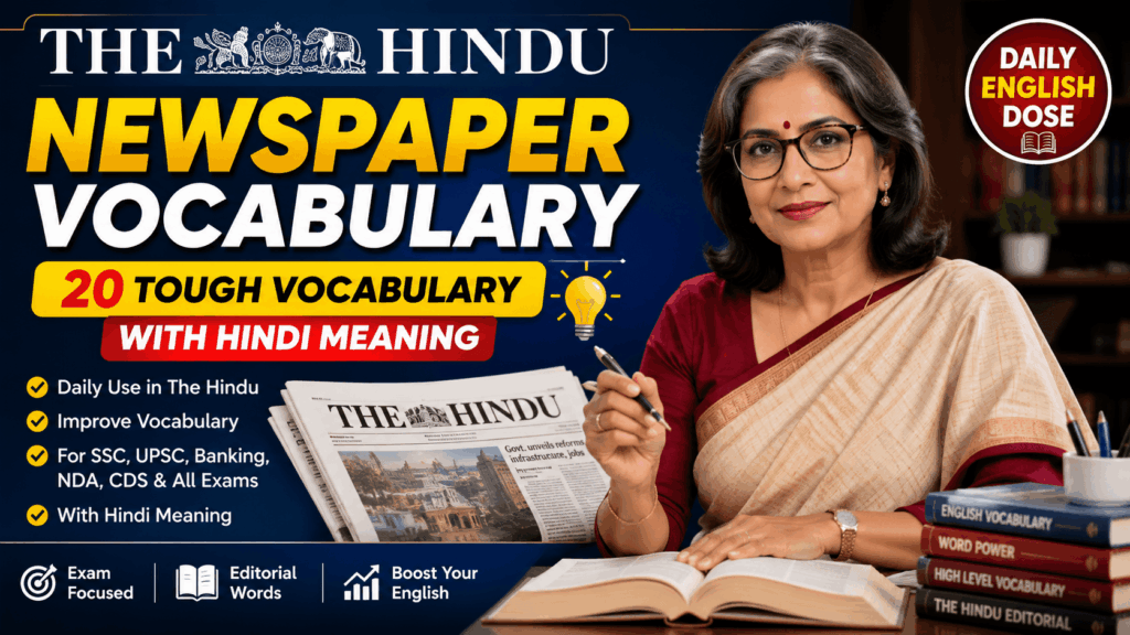 The Hindu Newspaper Vocabulary: 20 Tough Newspaper Vocabulary with Hindi Meaning | Daily English Dose the hindu newspaper vocabulary