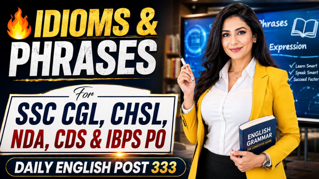 Idioms and Phrases for SSC CGL, CHSL, NDA, CDS & IBPS PO-daily english dose idioms ohrases